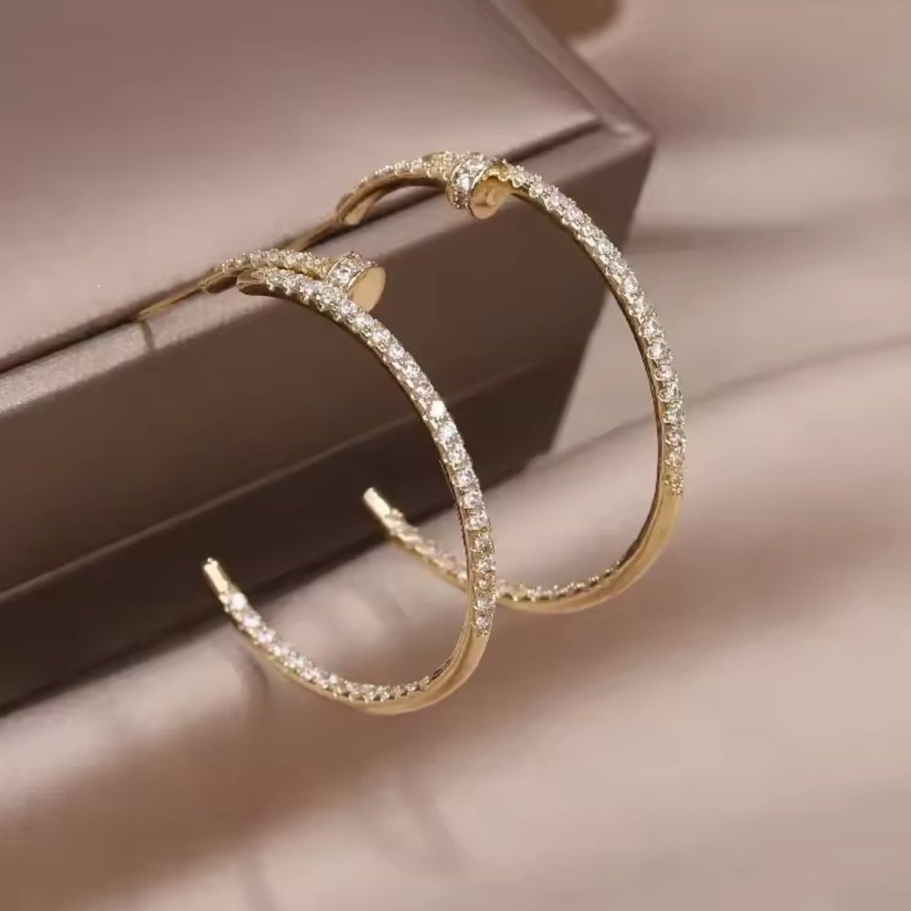 Just Un Clou Gold Crystal Nail Earrings